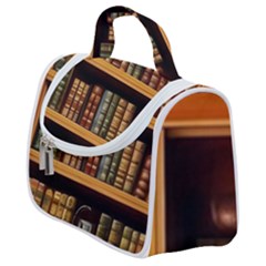 Room Interior Library Books Bookshelves Reading Literature Study Fiction Old Manor Book Nook Reading Satchel Handbag by Grandong