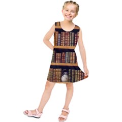 Room Interior Library Books Bookshelves Reading Literature Study Fiction Old Manor Book Nook Reading Kids  Tunic Dress by Grandong