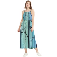 Nature Outdoors Night Trees Scene Forest Woods Light Moonlight Wilderness Stars Boho Sleeveless Summer Dress