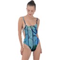 Nature Outdoors Night Trees Scene Forest Woods Light Moonlight Wilderness Stars Tie Strap One Piece Swimsuit View1