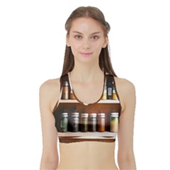 Alcohol Apothecary Book Cover Booze Bottles Gothic Magic Medicine Oils Ornate Pharmacy Sports Bra With Border by Grandong