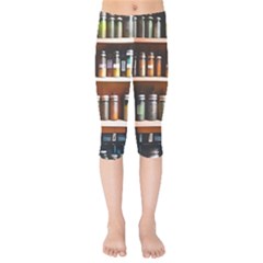 Alcohol Apothecary Book Cover Booze Bottles Gothic Magic Medicine Oils Ornate Pharmacy Kids  Capri Leggings  by Grandong