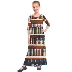 Alcohol Apothecary Book Cover Booze Bottles Gothic Magic Medicine Oils Ornate Pharmacy Kids  Quarter Sleeve Maxi Dress by Grandong