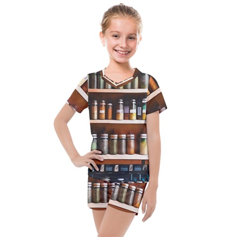 Alcohol Apothecary Book Cover Booze Bottles Gothic Magic Medicine Oils Ornate Pharmacy Kids  Mesh T-shirt And Shorts Set by Grandong