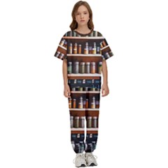 Alcohol Apothecary Book Cover Booze Bottles Gothic Magic Medicine Oils Ornate Pharmacy Kids  T-shirt And Pants Sports Set by Grandong