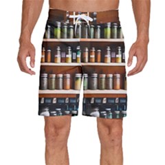 Alcohol Apothecary Book Cover Booze Bottles Gothic Magic Medicine Oils Ornate Pharmacy Men s Beach Shorts by Grandong