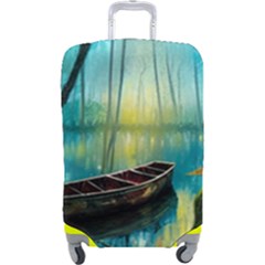 Swamp Bayou Rowboat Sunset Landscape Lake Water Moss Trees Logs Nature Scene Boat Twilight Quiet Luggage Cover (large) by Grandong