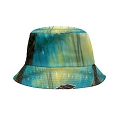 Swamp Bayou Rowboat Sunset Landscape Lake Water Moss Trees Logs Nature Scene Boat Twilight Quiet Inside Out Bucket Hat by Grandong