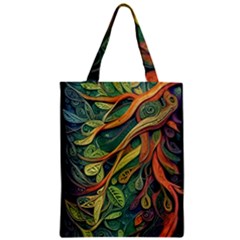 Outdoors Night Setting Scene Forest Woods Light Moonlight Nature Wilderness Leaves Branches Abstract Zipper Classic Tote Bag by Grandong