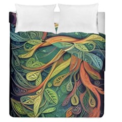 Outdoors Night Setting Scene Forest Woods Light Moonlight Nature Wilderness Leaves Branches Abstract Duvet Cover Double Side (queen Size) by Grandong