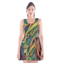 Outdoors Night Setting Scene Forest Woods Light Moonlight Nature Wilderness Leaves Branches Abstract Scoop Neck Skater Dress by Grandong