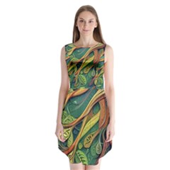 Outdoors Night Setting Scene Forest Woods Light Moonlight Nature Wilderness Leaves Branches Abstract Sleeveless Chiffon Dress   by Grandong