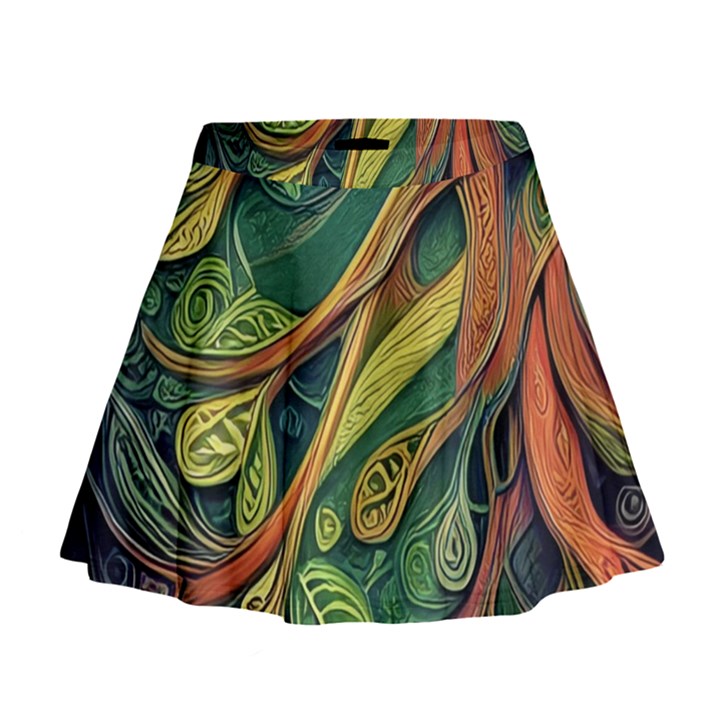 Outdoors Night Setting Scene Forest Woods Light Moonlight Nature Wilderness Leaves Branches Abstract Mini Flare Skirt