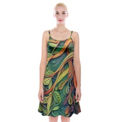 Outdoors Night Setting Scene Forest Woods Light Moonlight Nature Wilderness Leaves Branches Abstract Spaghetti Strap Velvet Dress by Grandong