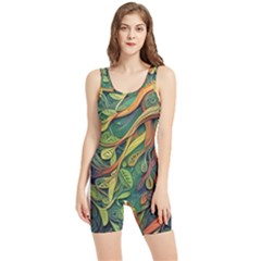 Outdoors Night Setting Scene Forest Woods Light Moonlight Nature Wilderness Leaves Branches Abstract Women s Wrestling Singlet by Grandong