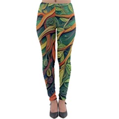 Outdoors Night Setting Scene Forest Woods Light Moonlight Nature Wilderness Leaves Branches Abstract Lightweight Velour Leggings by Grandong