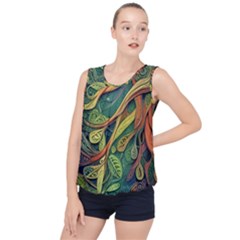 Outdoors Night Setting Scene Forest Woods Light Moonlight Nature Wilderness Leaves Branches Abstract Bubble Hem Chiffon Tank Top by Grandong