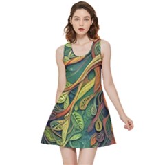 Outdoors Night Setting Scene Forest Woods Light Moonlight Nature Wilderness Leaves Branches Abstract Inside Out Reversible Sleeveless Dress by Grandong