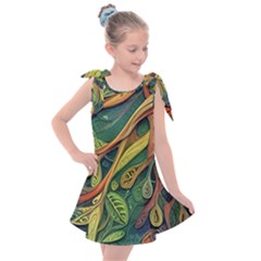 Outdoors Night Setting Scene Forest Woods Light Moonlight Nature Wilderness Leaves Branches Abstract Kids  Tie Up Tunic Dress by Grandong