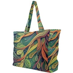 Outdoors Night Setting Scene Forest Woods Light Moonlight Nature Wilderness Leaves Branches Abstract Simple Shoulder Bag by Grandong