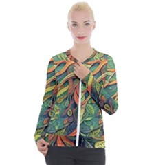 Outdoors Night Setting Scene Forest Woods Light Moonlight Nature Wilderness Leaves Branches Abstract Casual Zip Up Jacket by Grandong