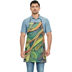 Outdoors Night Setting Scene Forest Woods Light Moonlight Nature Wilderness Leaves Branches Abstract Kitchen Apron by Grandong