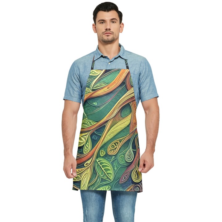 Outdoors Night Setting Scene Forest Woods Light Moonlight Nature Wilderness Leaves Branches Abstract Kitchen Apron