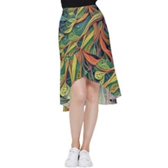 Outdoors Night Setting Scene Forest Woods Light Moonlight Nature Wilderness Leaves Branches Abstract Frill Hi Low Chiffon Skirt by Grandong