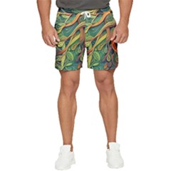 Outdoors Night Setting Scene Forest Woods Light Moonlight Nature Wilderness Leaves Branches Abstract Men s Runner Shorts by Grandong