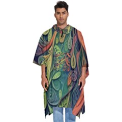 Outdoors Night Setting Scene Forest Woods Light Moonlight Nature Wilderness Leaves Branches Abstract Men s Hooded Rain Ponchos by Grandong