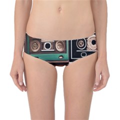 Retro Electronics Old Antiques Texture Wallpaper Vintage Cassette Tapes Retrospective Classic Bikini Bottoms by Grandong