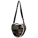 Retro Electronics Old Antiques Texture Wallpaper Vintage Cassette Tapes Retrospective Heart Shoulder Bag View1