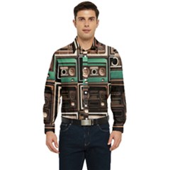 Retro Electronics Old Antiques Texture Wallpaper Vintage Cassette Tapes Retrospective Men s Long Sleeve  Shirt by Grandong