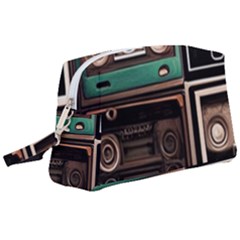 Retro Electronics Old Antiques Texture Wallpaper Vintage Cassette Tapes Retrospective Wristlet Pouch Bag (large) by Grandong