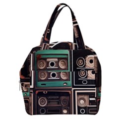 Retro Electronics Old Antiques Texture Wallpaper Vintage Cassette Tapes Retrospective Boxy Hand Bag by Grandong