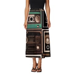 Retro Electronics Old Antiques Texture Wallpaper Vintage Cassette Tapes Retrospective Classic Midi Chiffon Skirt by Grandong