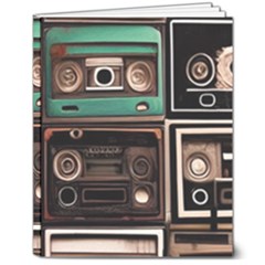 Retro Electronics Old Antiques Texture Wallpaper Vintage Cassette Tapes Retrospective 8  X 10  Softcover Notebook by Grandong