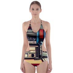 Radios Tech Technology Music Vintage Antique Old Cut-out One Piece Swimsuit by Grandong