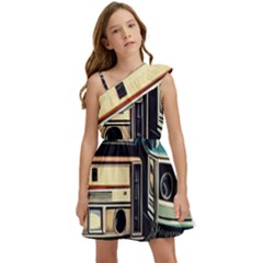 Radios Tech Technology Music Vintage Antique Old Kids  One Shoulder Party Dress by Grandong