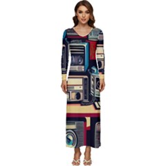 Radios Tech Technology Music Vintage Antique Old Long Sleeve Longline Maxi Dress by Grandong