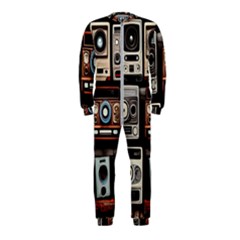 Retro Cameras Old Vintage Antique Technology Wallpaper Retrospective Onepiece Jumpsuit (kids) by Grandong