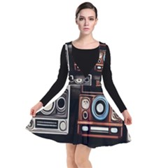 Retro Cameras Old Vintage Antique Technology Wallpaper Retrospective Plunge Pinafore Dress by Grandong