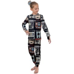 Retro Cameras Old Vintage Antique Technology Wallpaper Retrospective Kids  Long Sleeve Set  by Grandong