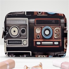 Retro Cameras Old Vintage Antique Technology Wallpaper Retrospective Make Up Pouch (medium) by Grandong