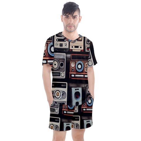 Retro Cameras Old Vintage Antique Technology Wallpaper Retrospective Men s Mesh T-shirt And Shorts Set by Grandong