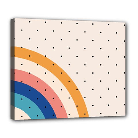 Abstract Geometric Bauhaus Polka Dots Retro Memphis Rainbow Deluxe Canvas 24  X 20  (stretched)