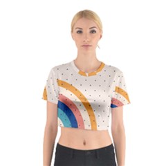 Abstract Geometric Bauhaus Polka Dots Retro Memphis Rainbow Cotton Crop Top by Maspions