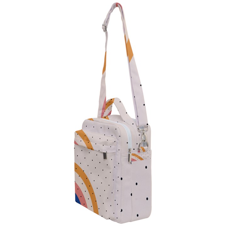 Abstract Geometric Bauhaus Polka Dots Retro Memphis Rainbow Crossbody Day Bag