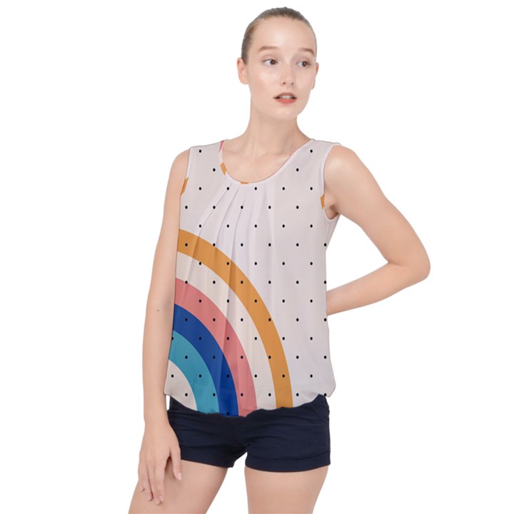 Abstract Geometric Bauhaus Polka Dots Retro Memphis Rainbow Bubble Hem Chiffon Tank Top