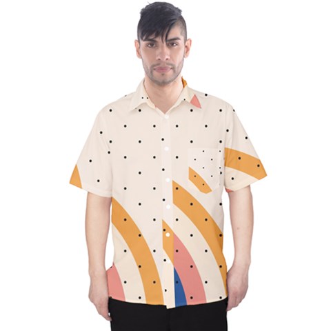 Abstract Geometric Bauhaus Polka Dots Retro Memphis Rainbow Men s Hawaii Shirt by Maspions